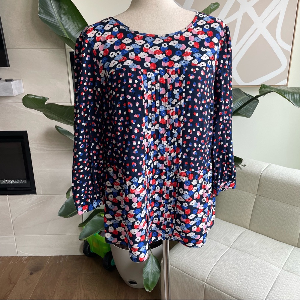 Boden Navy Floral Blouse